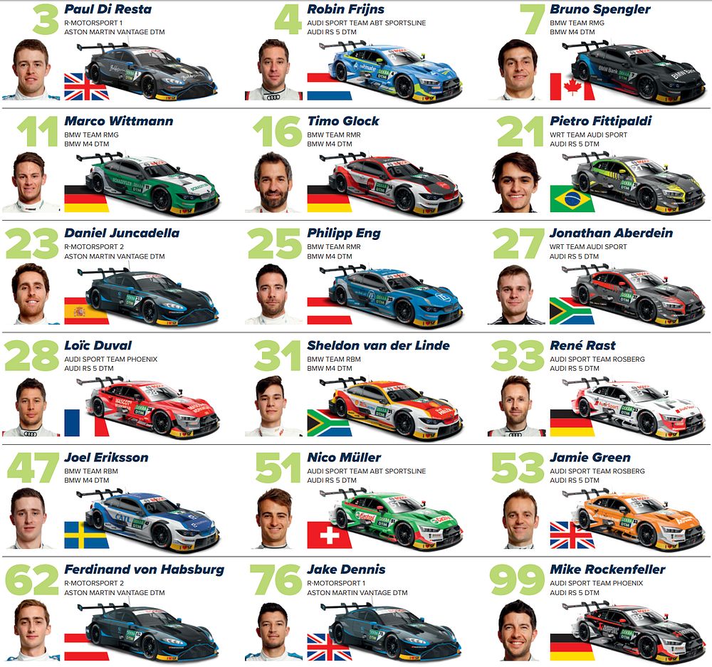 Alle DTM-Fahrer mit ihren Fahrzeugen